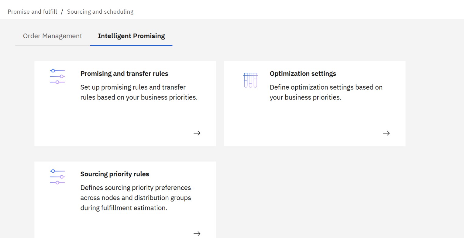 Sterling Intelligent Promising: promising and transfer rules, optimisation settings and sourcing priorities.